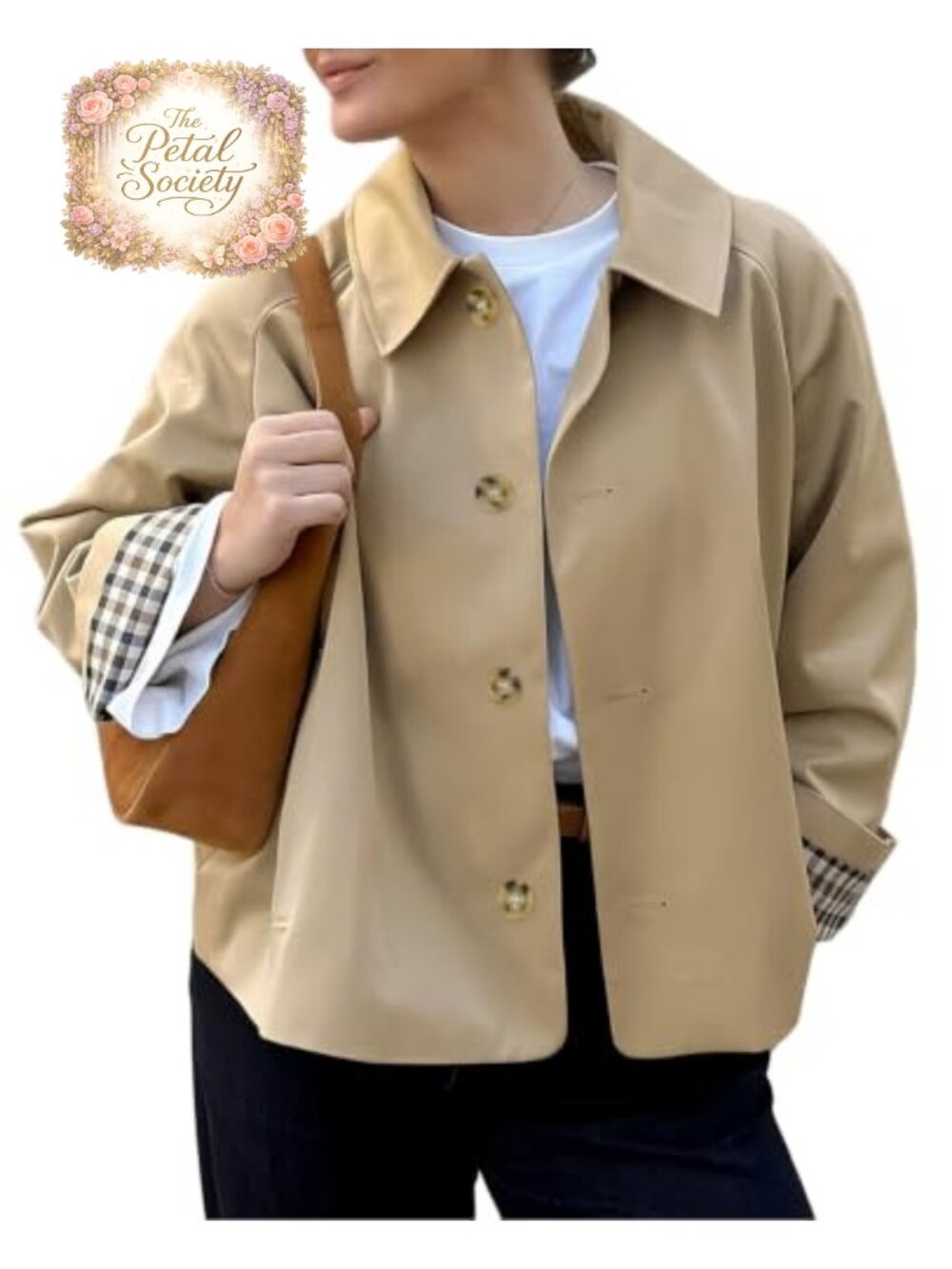 Womens Cropped Trench Coat Single Breasted Lightweight Fall Jacket